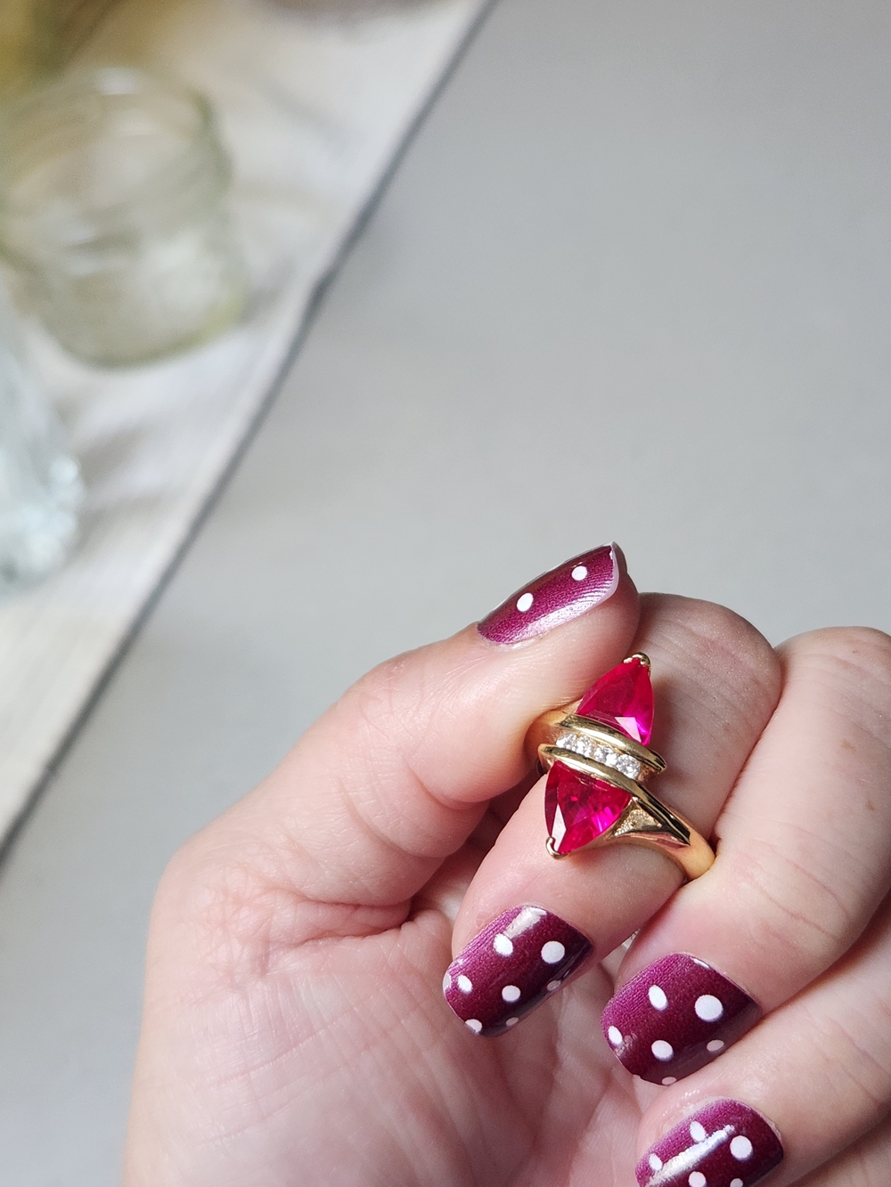 Deadstock Split Marquise Ruby Ring